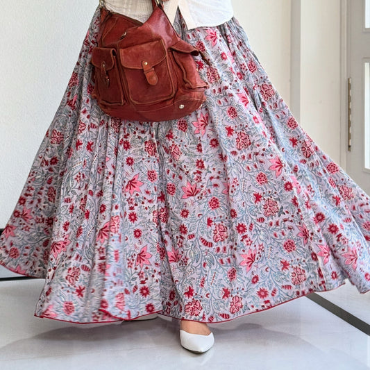 High Flare Skirt Pink Sanganeri