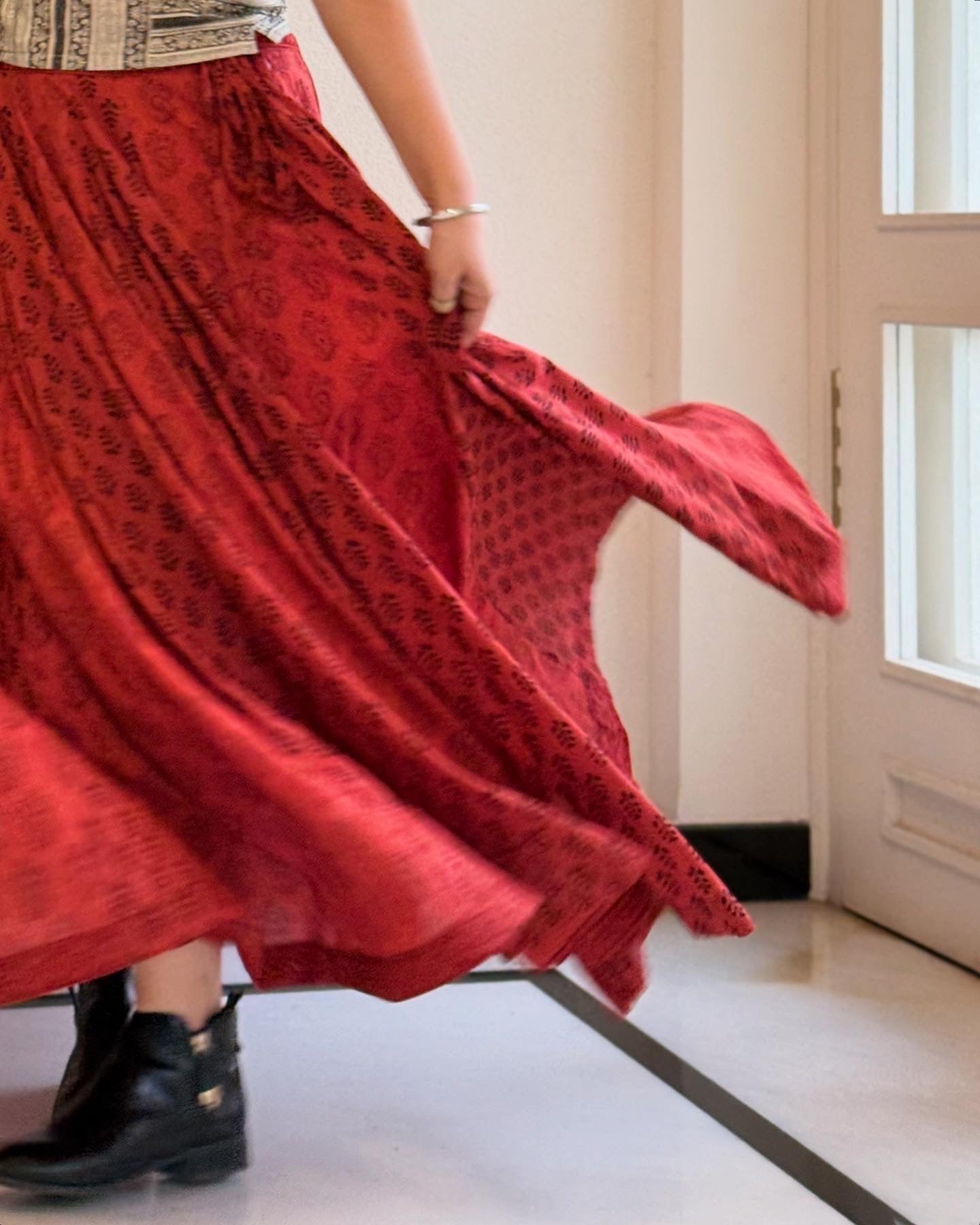 Super High Flare Ghagra Skirt Brick Red
