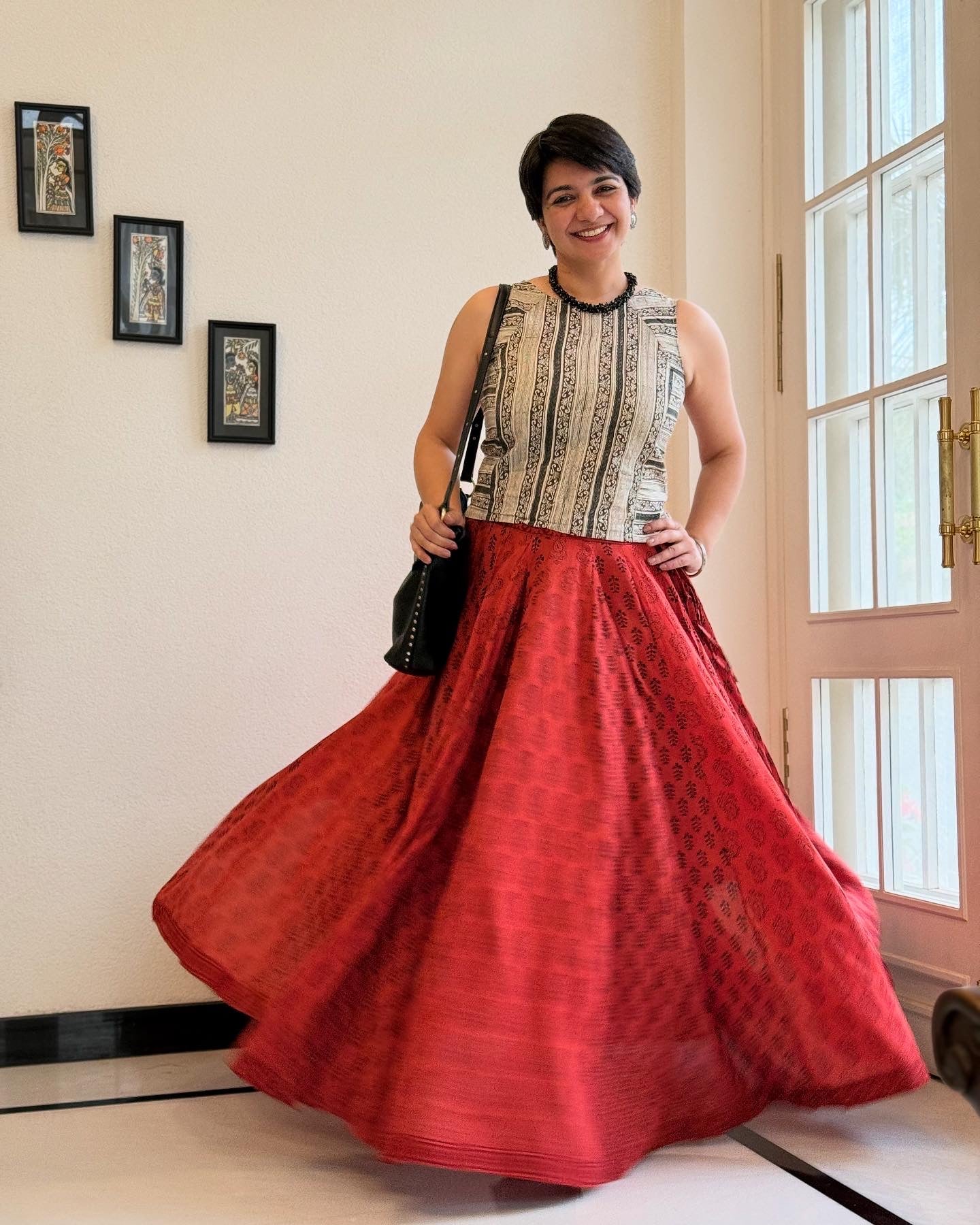 Super High Flare Ghagra Skirt Brick Red