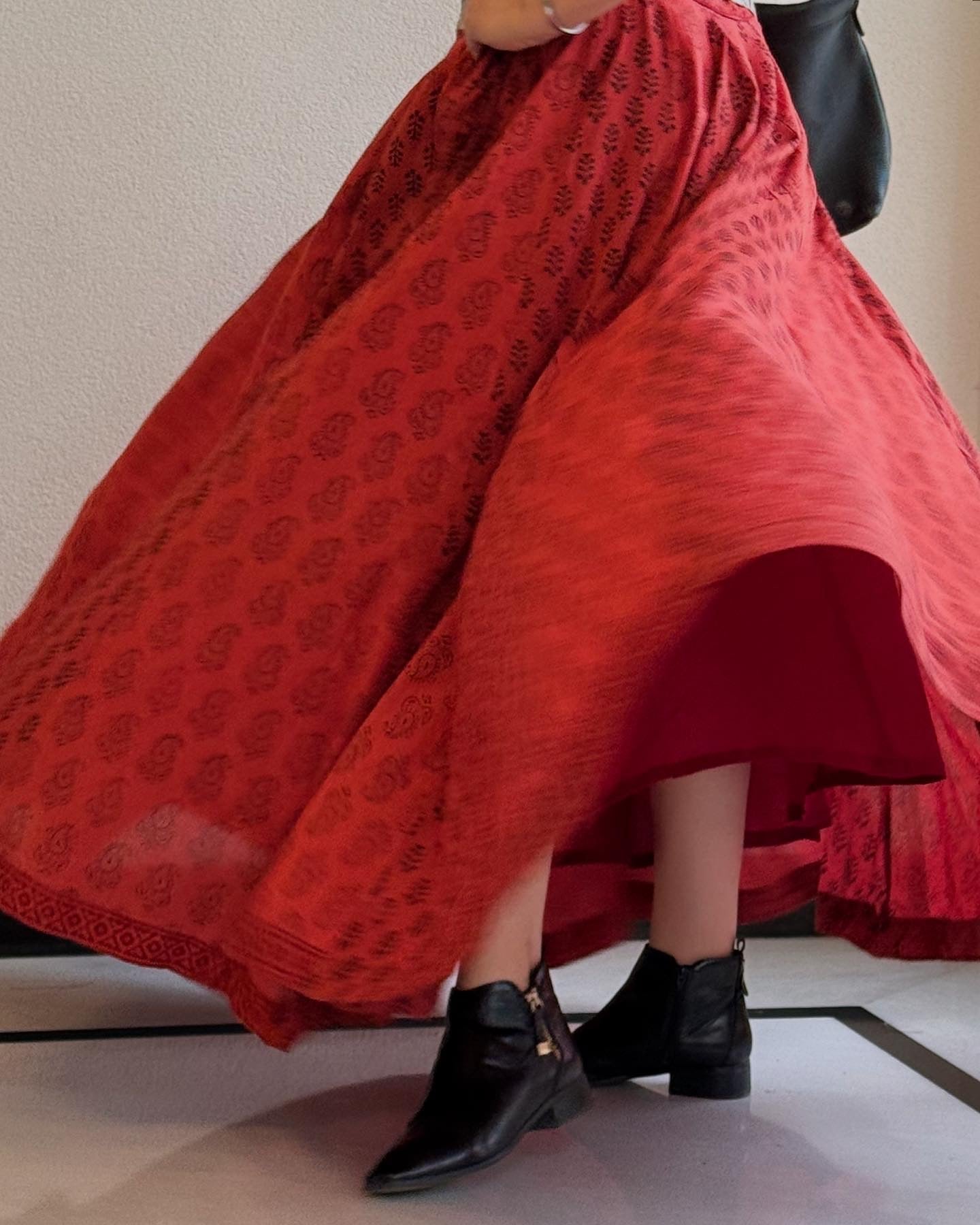 Super High Flare Ghagra Skirt Brick Red