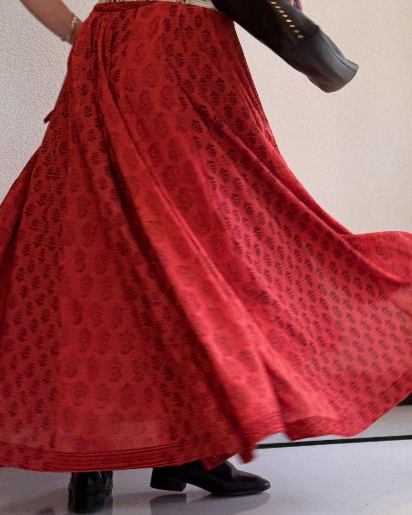 Super High Flare Ghagra Skirt Brick Red