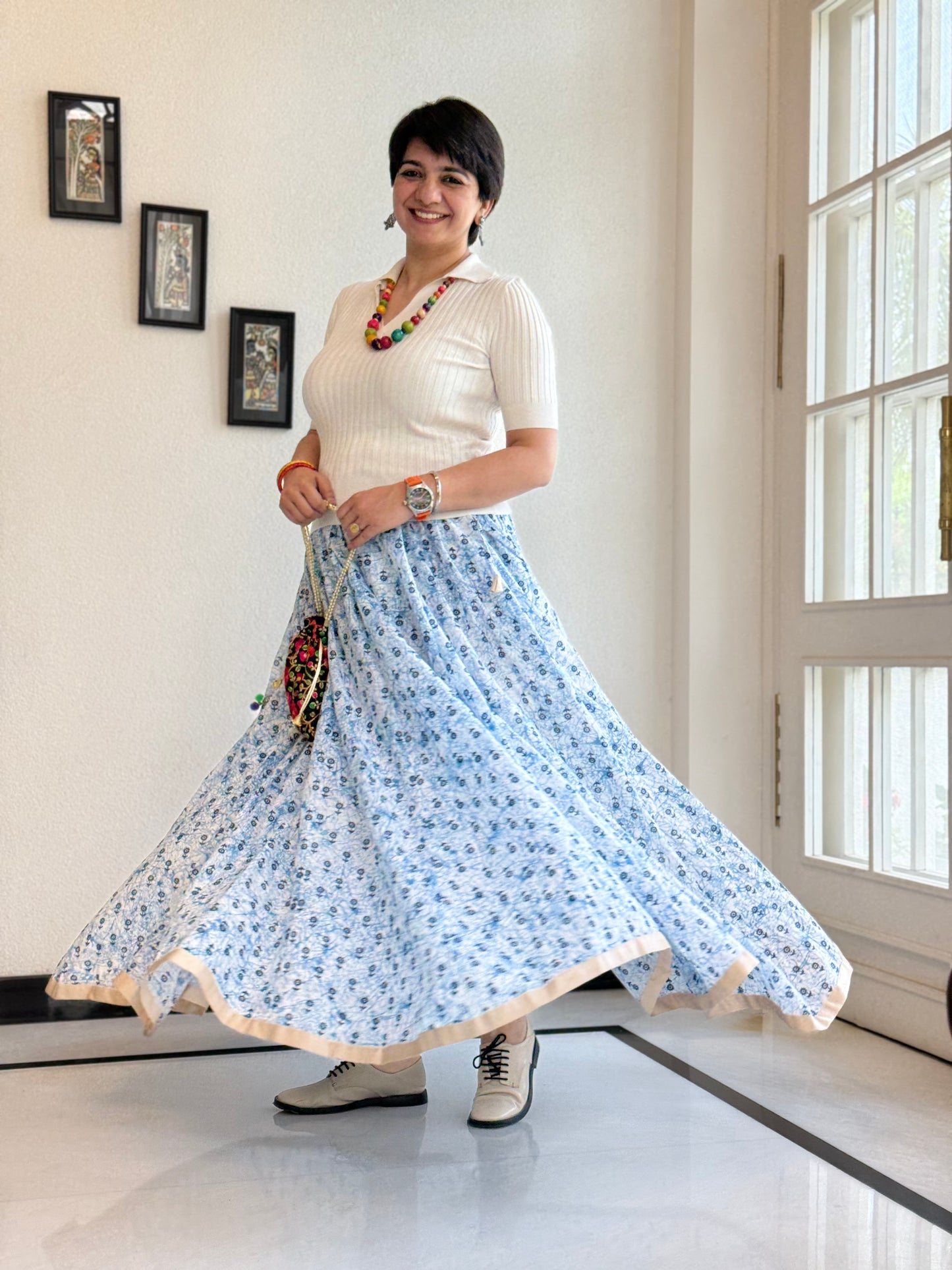 High Flare Skirt Indigo 01