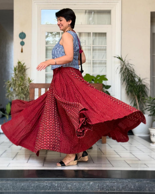 Super High Flare Ghagra Skirt Maroon