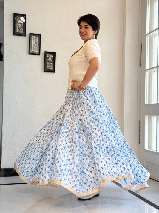 High Flare Skirt Indigo 01