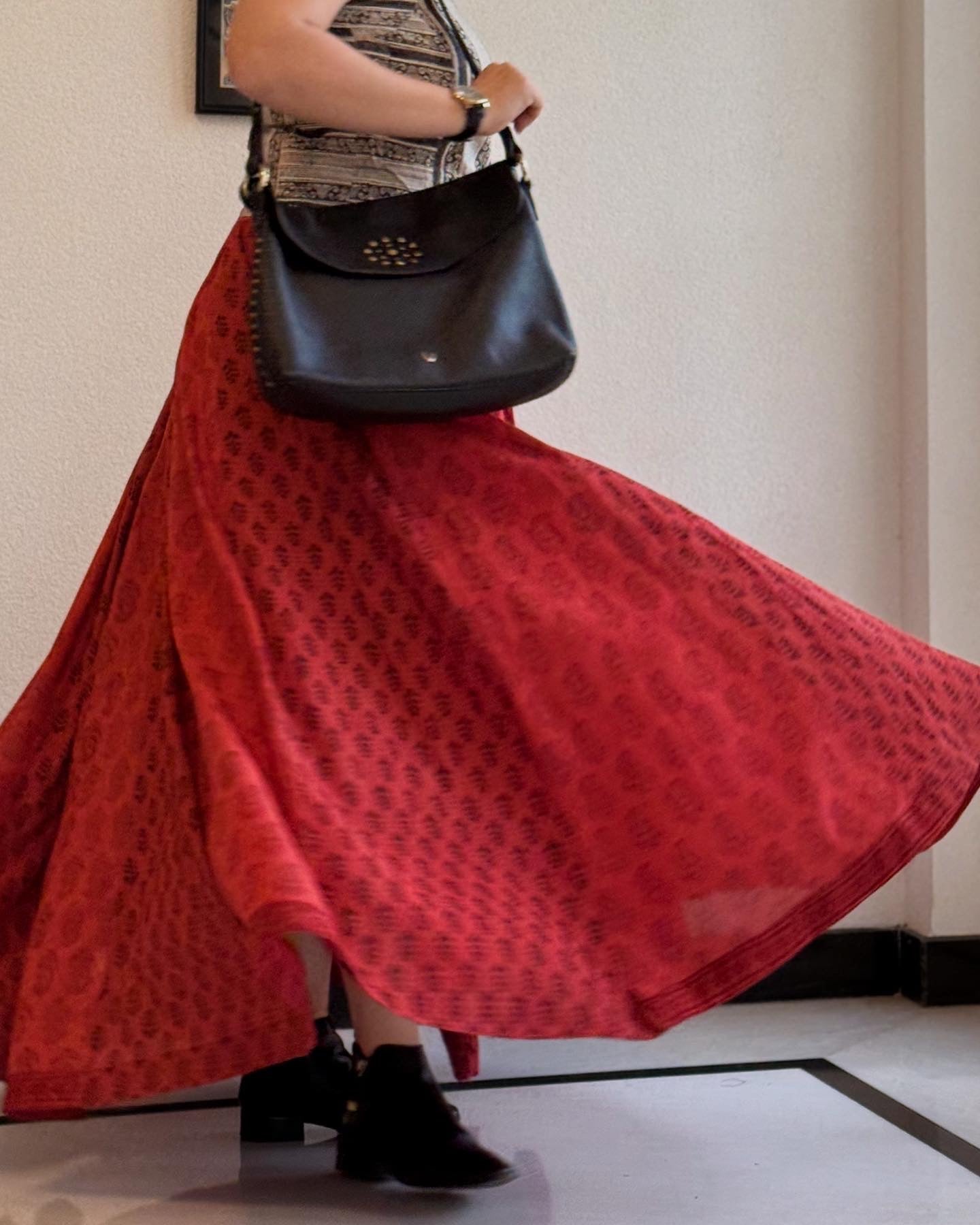 Super High Flare Ghagra Skirt Brick Red