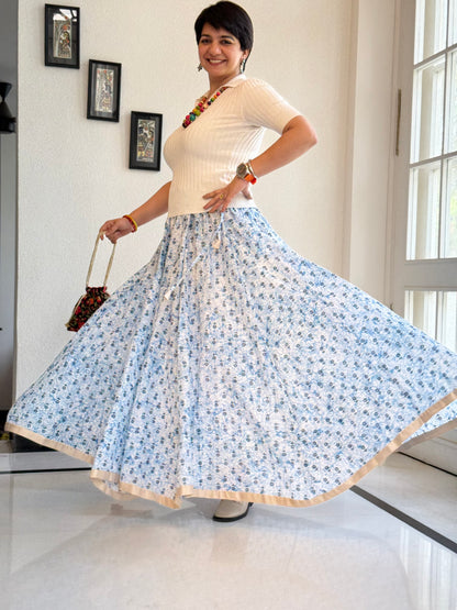 High Flare Skirt Indigo 01