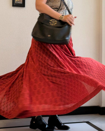 Super High Flare Ghagra Skirt Brick Red
